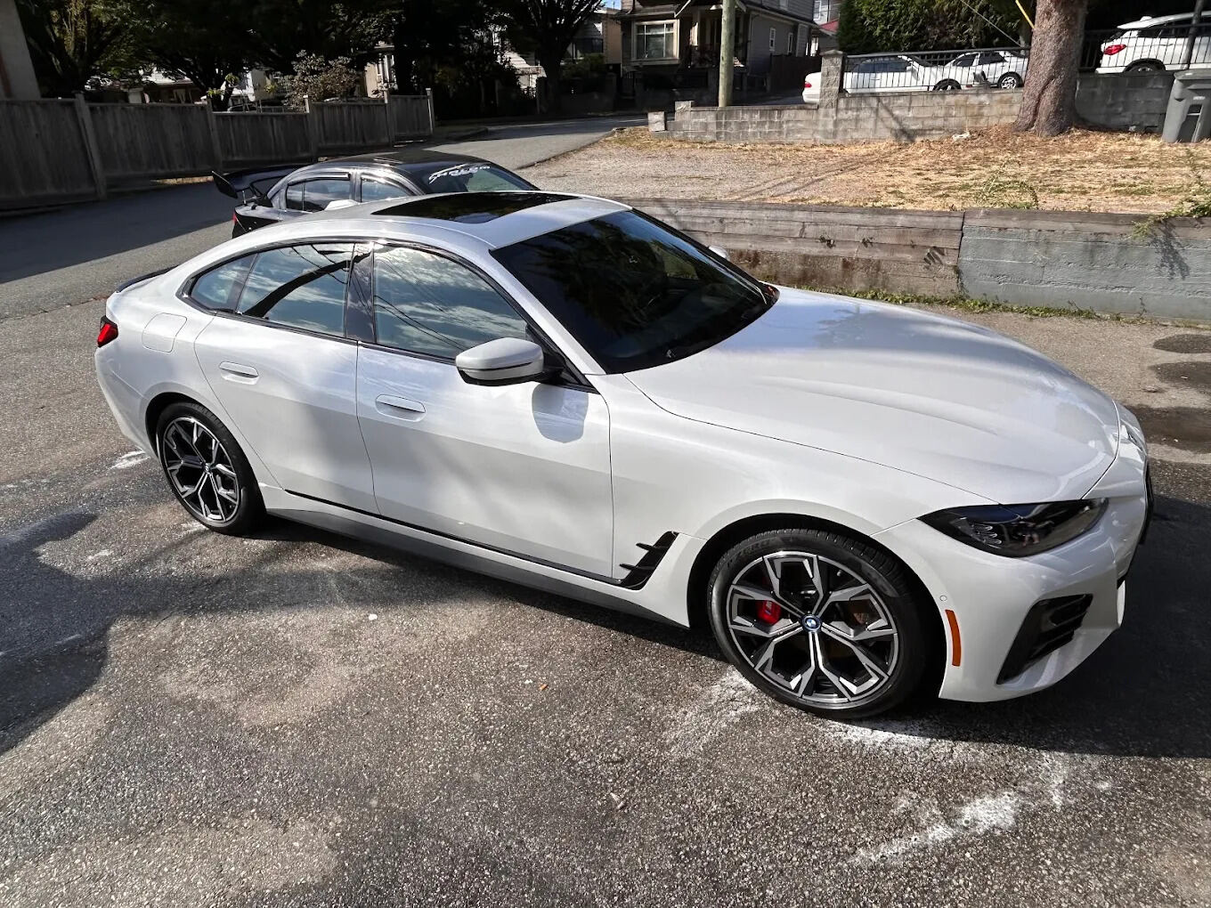 White BMW 4 Series Gran Coupe after exterior wash and wax