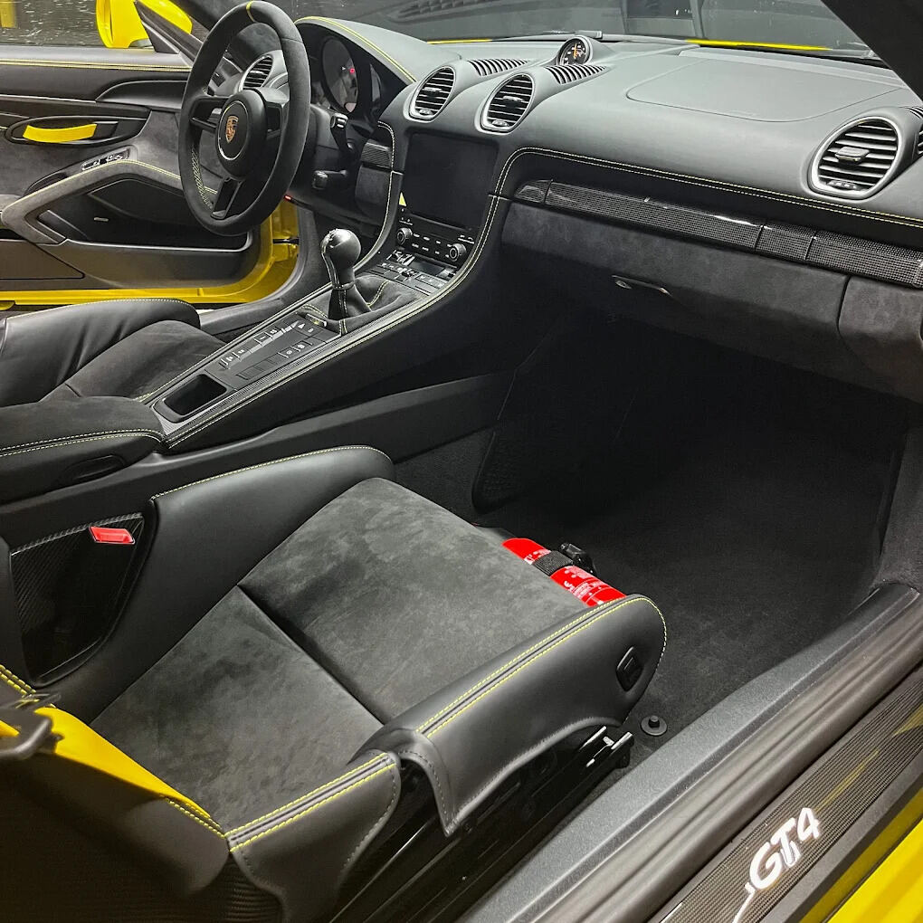 Porsche 718 GT4 interior, cleaned and dressed